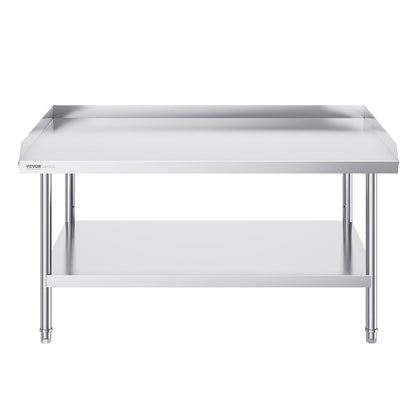 Stainless Steel Work Table, 762 x 1219 x 660 mm Commercial Food Prep Worktable, 3-Sided Backsplash Heavy Duty V952-CFBXGGZTSBT3X3G63V0