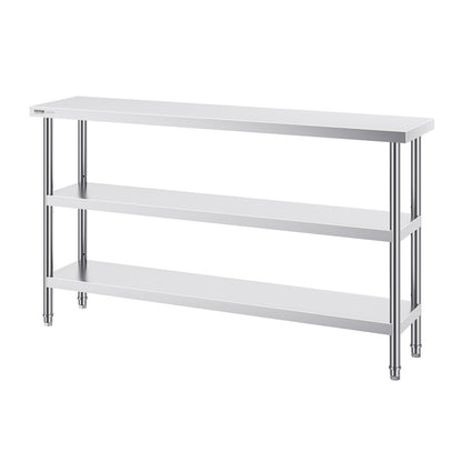 Stainless Steel Food Prep Table, 356 x 1524 x 864 mm Commercial Kitchen Worktable, with 2 Adjustable V952-CFBXGGZTSCGZFXOQBV0