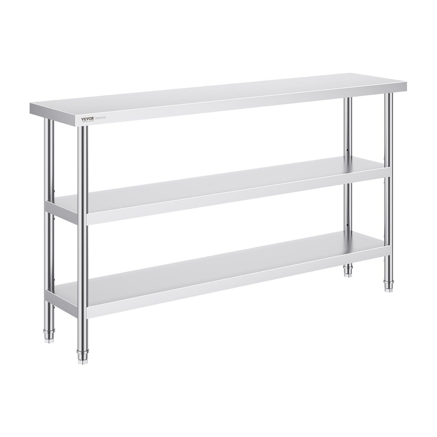 Stainless Steel Food Prep Table, 356 x 1524 x 864 mm Commercial Kitchen Worktable, with 2 Adjustable V952-CFBXGGZTSCGZFXOQBV0