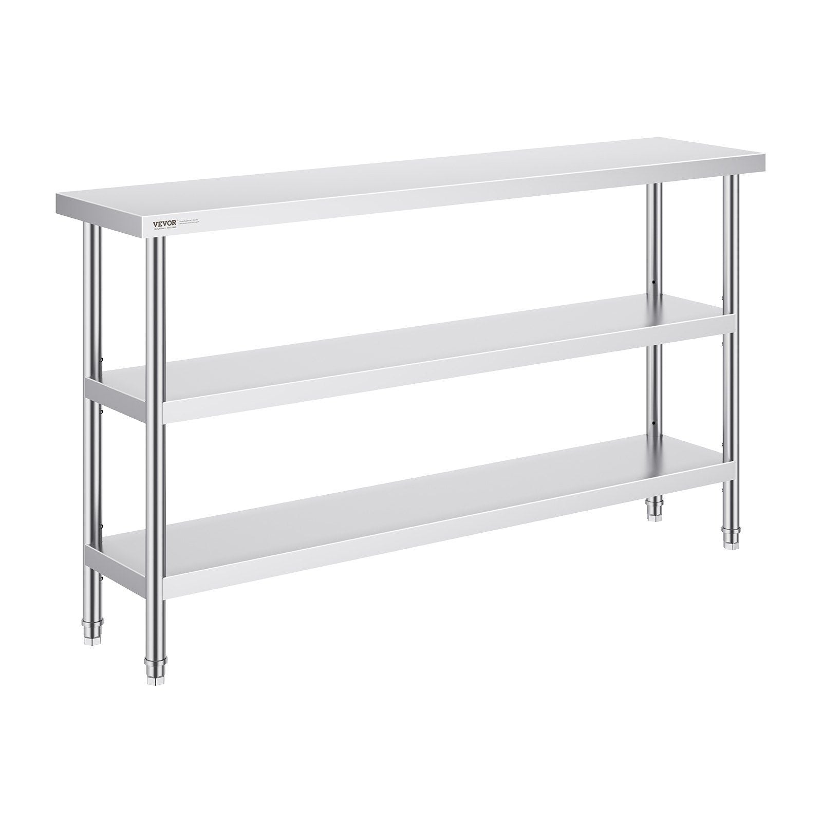 Stainless Steel Food Prep Table, 356 x 1524 x 864 mm Commercial Kitchen Worktable, with 2 Adjustable V952-CFBXGGZTSCGZFXOQBV0