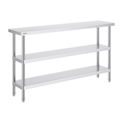 Stainless Steel Food Prep Table, 356 x 1524 x 864 mm Commercial Kitchen Worktable, with 2 Adjustable V952-CFBXGGZTSCGZFXOQBV0