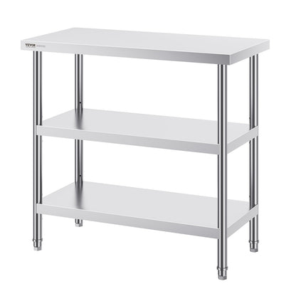 Stainless Steel Food Prep Table, 18 x 36 x 34 Inch Commercial Kitchen Worktable, with 2 Adjustable V952-CFBXGGZTSCGZKRMMXV0