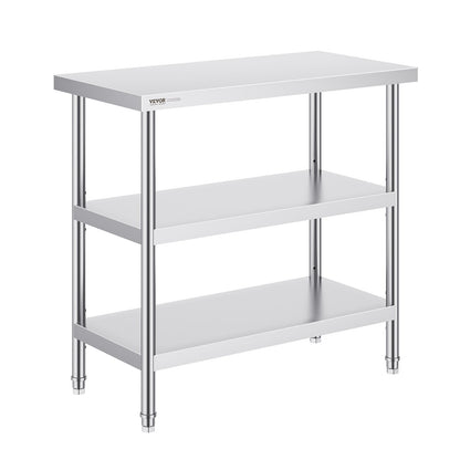 Stainless Steel Food Prep Table, 18 x 36 x 34 Inch Commercial Kitchen Worktable, with 2 Adjustable V952-CFBXGGZTSCGZKRMMXV0