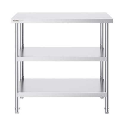 Stainless Steel Food Prep Table, 18 x 36 x 34 Inch Commercial Kitchen Worktable, with 2 Adjustable V952-CFBXGGZTSCGZKRMMXV0