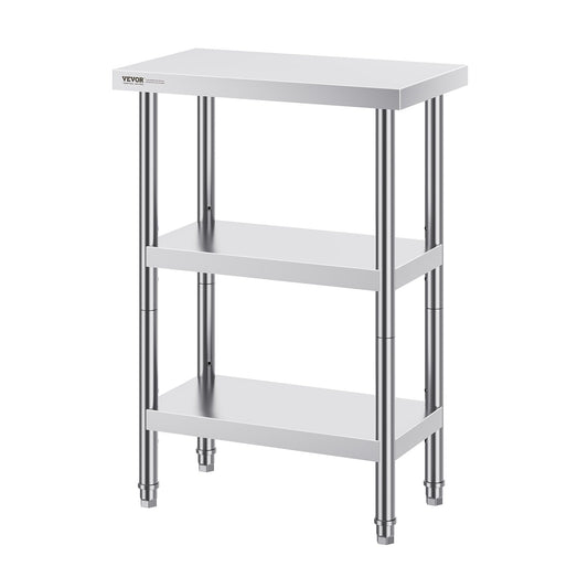 Stainless Steel Food Prep Table, 14 x 24 x 34 Inch Commercial Kitchen Worktable, with 2 Adjustable V952-CFBXGGZTSCGZZZ9YVV0