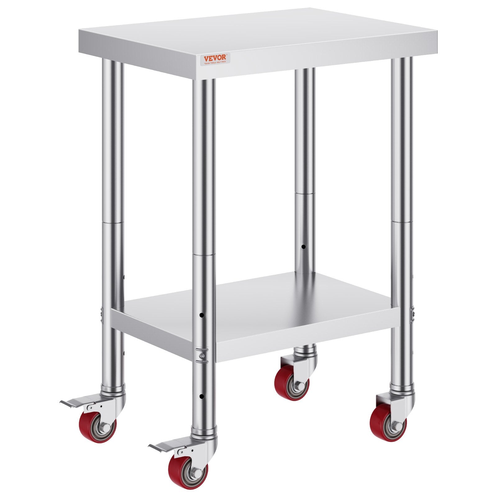 24x18x34 Inch Stainless Steel Work Table 3-Stage Adjustable Shelf with 4 Wheels Heavy Duty Commercial Food V952-CFGZT24X18X34YC01V0