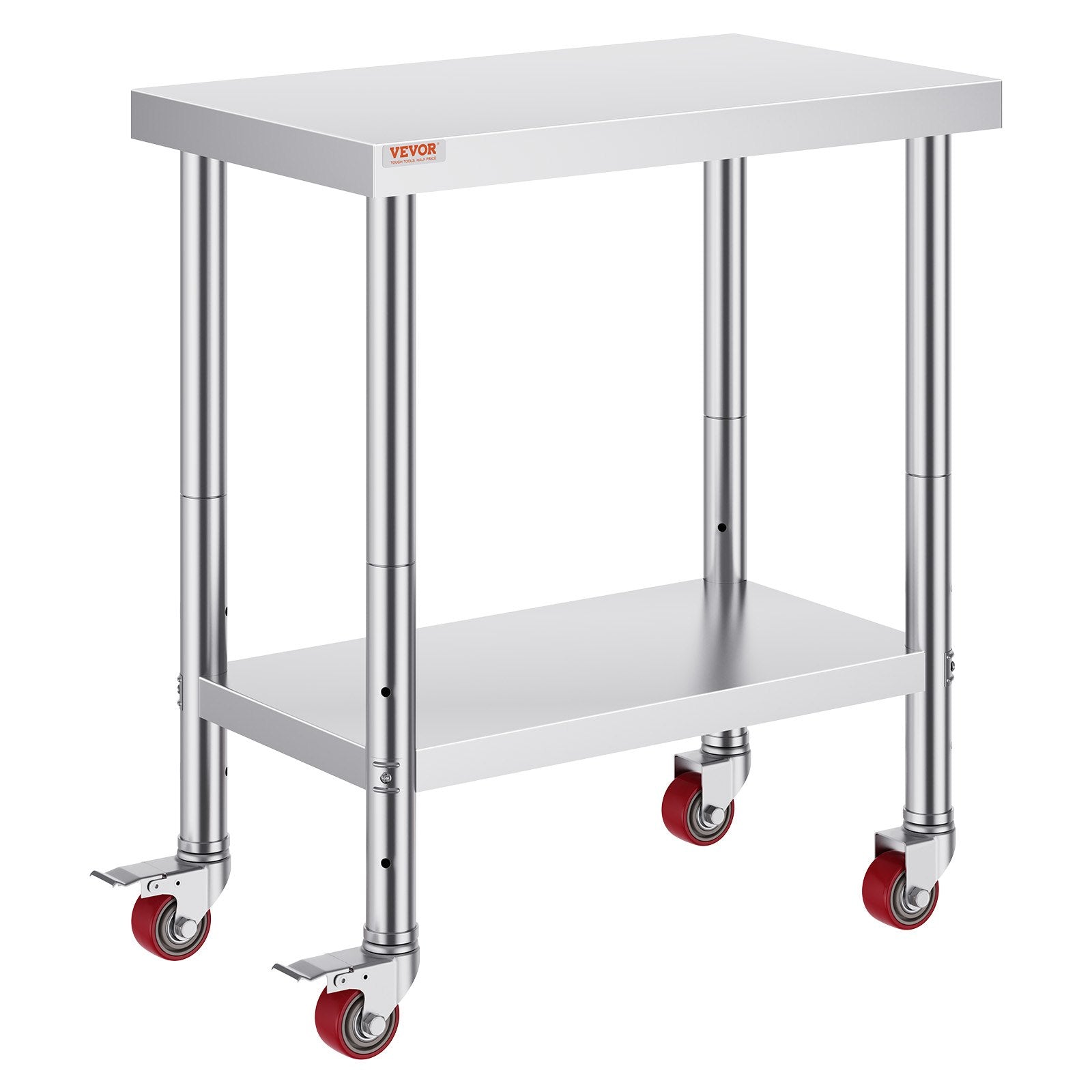 30x18x34 Inch Stainless Steel Work Table 3-Stage Adjustable Shelf with 4 Wheels Heavy Duty Commercial Food V952-CFGZT30X18X34YC01V0