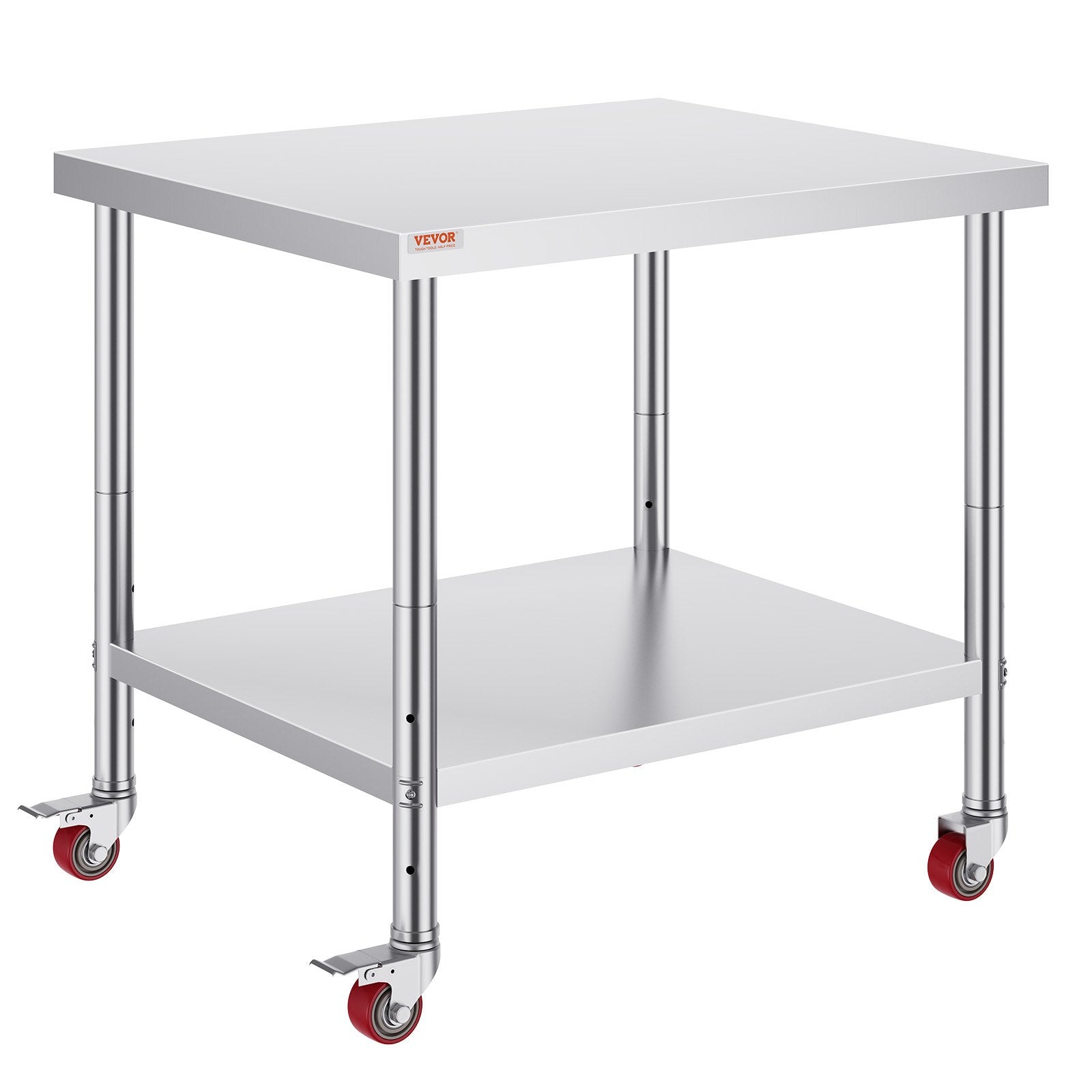 30x36x34 Inch Stainless Steel Work Table 3-Stage Adjustable Shelf with 4 Wheels Heavy Duty Commercial Food V952-CFGZT30X36X34YC01V0