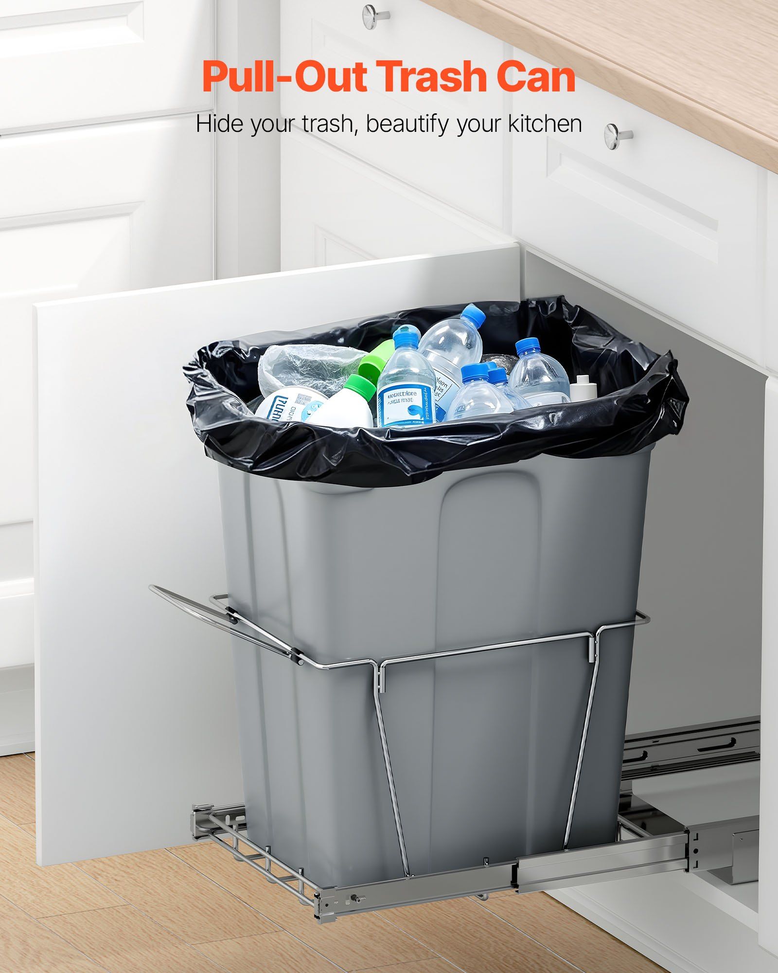 Pullout Trash Can for Kitchen Cabinets, Garbage Waste Recycling Bin, Under Mount Waste Container, with Heavy V952-CFLJTDTDTHSWA5O0YV0