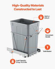 Pullout Trash Can for Kitchen Cabinets, Garbage Waste Recycling Bin, Under Mount Waste Container, with Heavy V952-CFLJTDTDTHSWA5O0YV0