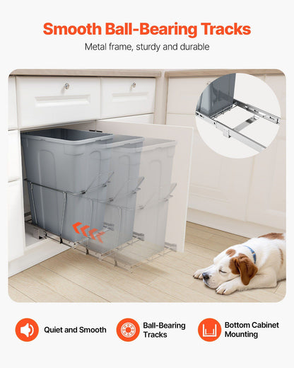Pullout Trash Can for Kitchen Cabinets, Garbage Waste Recycling Bin, Under Mount Waste Container, with Heavy V952-CFLJTDTDTHSWA5O0YV0