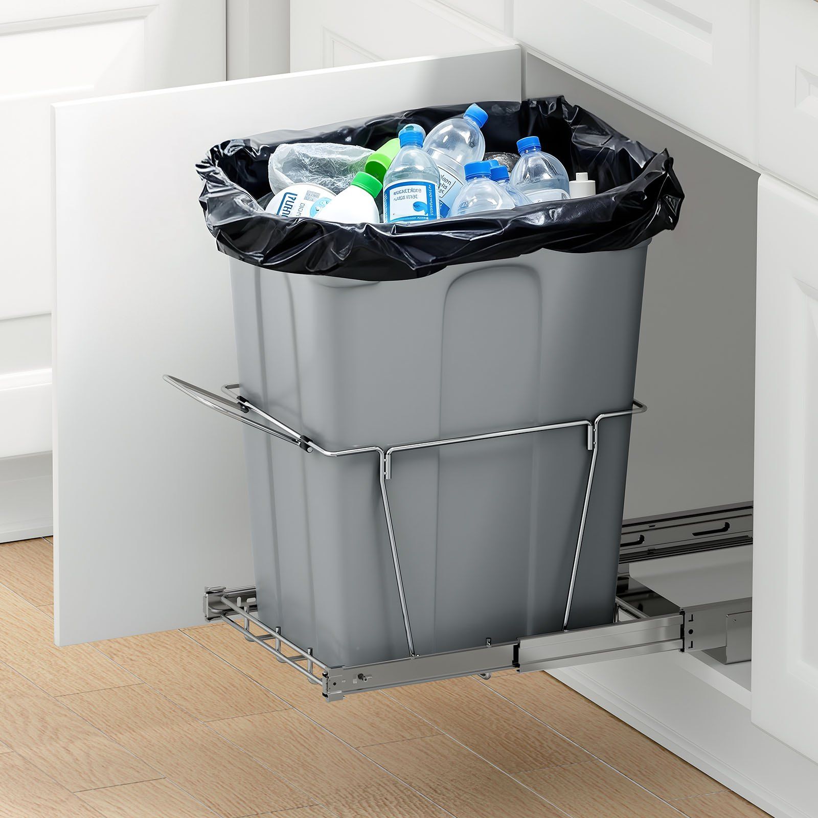 Pullout Trash Can for Kitchen Cabinets, Garbage Waste Recycling Bin, Under Mount Waste Container, with Heavy V952-CFLJTDTDTHSWA5O0YV0