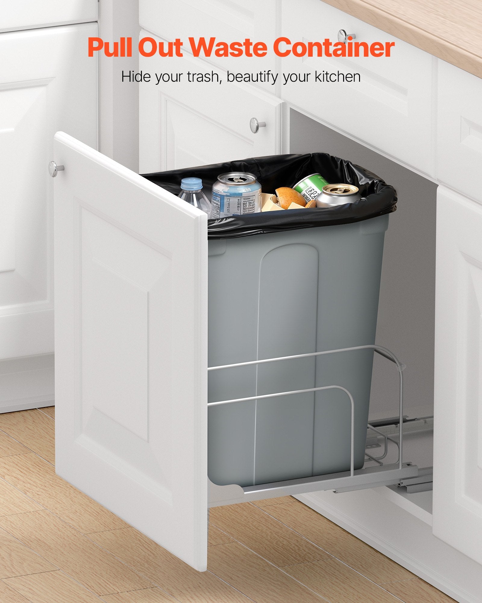 Pullout Trash Can for Kitchen Cabinets, Garbage Waste Recycling Bin, Under Mount Waste Container, with Heavy V952-CFLJTDTDTHSYKL1U7V0