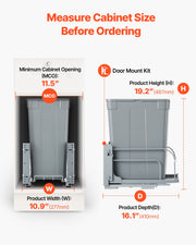 Pullout Trash Can for Kitchen Cabinets, Garbage Waste Recycling Bin, Under Mount Waste Container, with Heavy V952-CFLJTDTDTHSYKL1U7V0