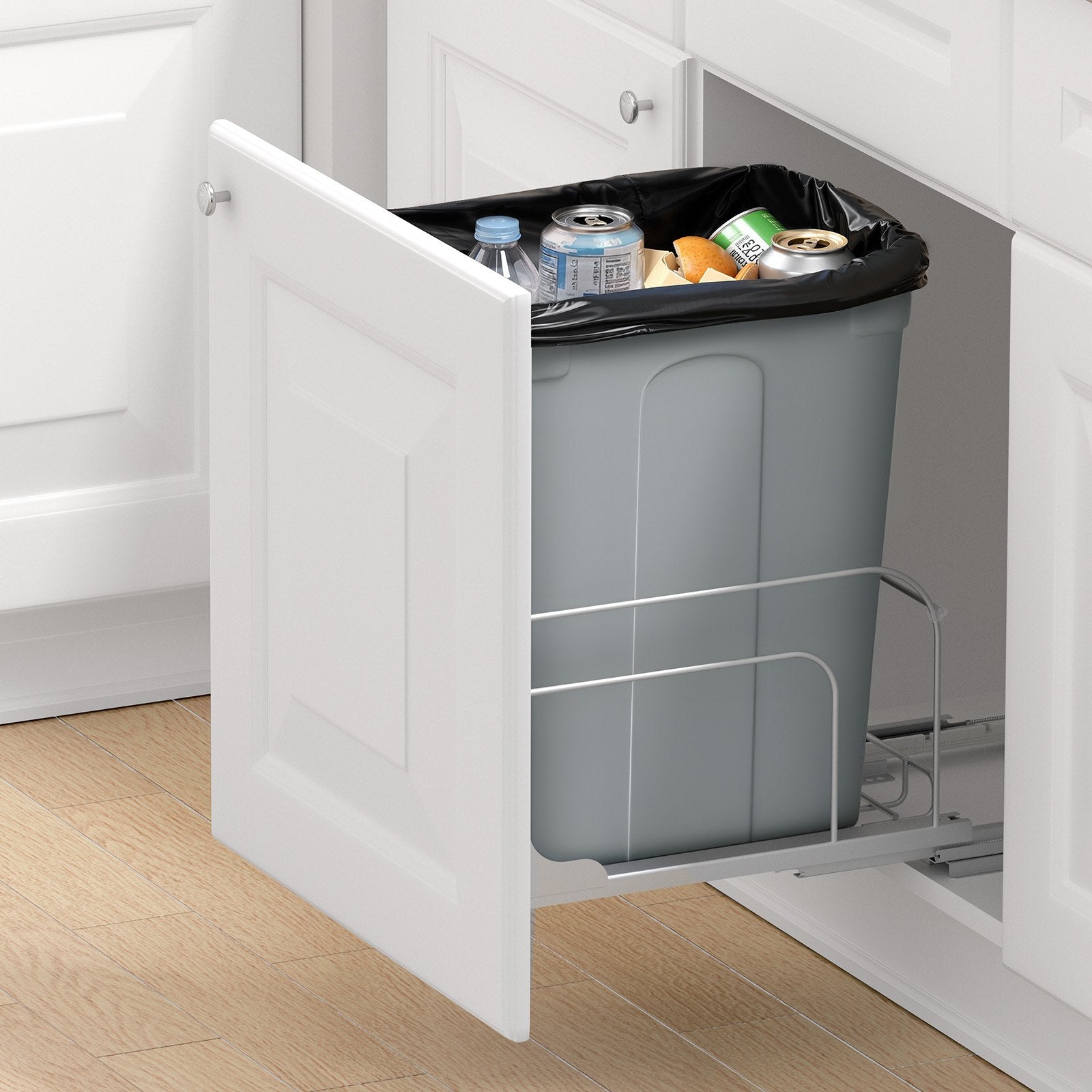 Pullout Trash Can for Kitchen Cabinets, Garbage Waste Recycling Bin, Under Mount Waste Container, with Heavy V952-CFLJTDTDTHSYKL1U7V0