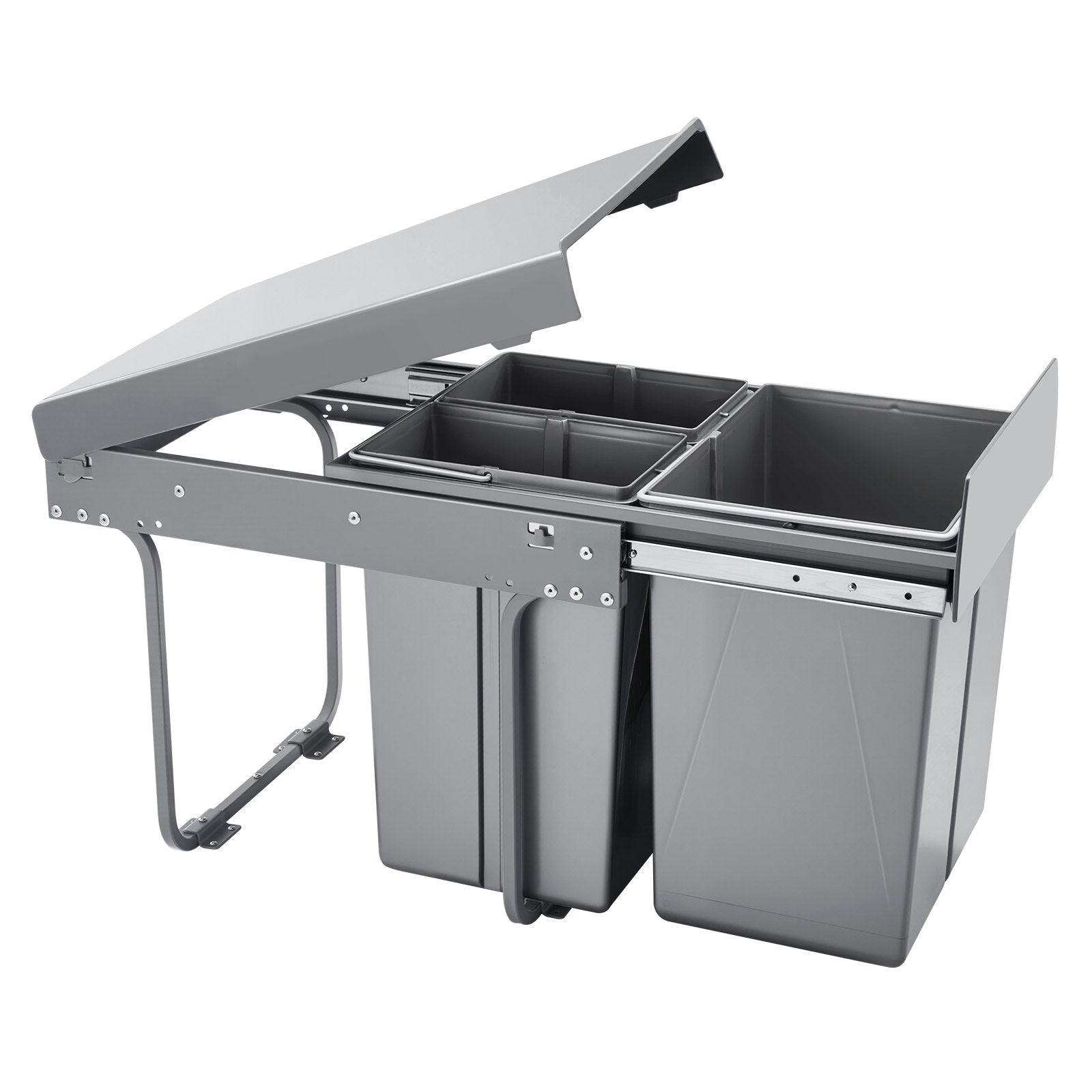 Pullout Trash Can for Kitchen Cabinets, 20+10+10L Double Under Sink Garbage Waste Recycling Bin, Under Mount V952-CFLJTDTHSST4PX1IZV0