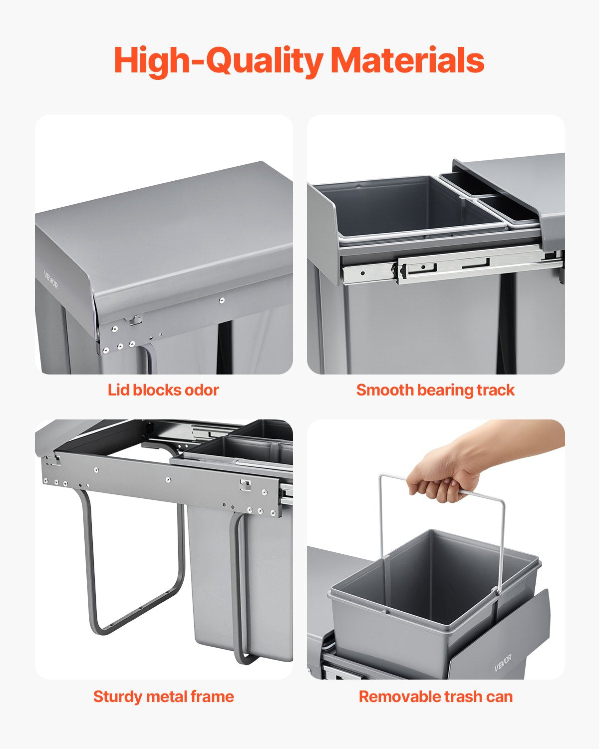 Pullout Trash Can for Kitchen Cabinets, 20+10+10L Double Under Sink Garbage Waste Recycling Bin, Under Mount V952-CFLJTDTHSST4PX1IZV0