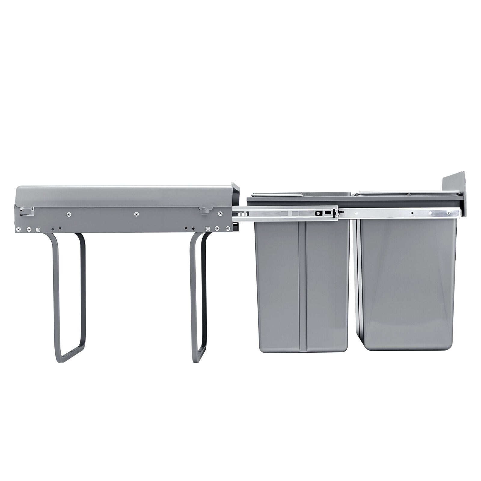 Pullout Trash Can for Kitchen Cabinets, 20+10+10L Double Under Sink Garbage Waste Recycling Bin, Under Mount V952-CFLJTDTHSST4PX1IZV0