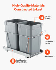 Pullout Trash Can for Kitchen Cabinets,Double Under Sink Garbage Waste Recycling Bin, Under Mount Waste V952-CFLJTDTHSST5OB5S2V0