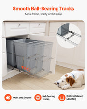Pullout Trash Can for Kitchen Cabinets,Double Under Sink Garbage Waste Recycling Bin, Under Mount Waste V952-CFLJTDTHSST5OB5S2V0