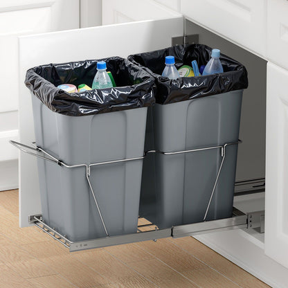 Pullout Trash Can for Kitchen Cabinets,Double Under Sink Garbage Waste Recycling Bin, Under Mount Waste V952-CFLJTDTHSST5OB5S2V0