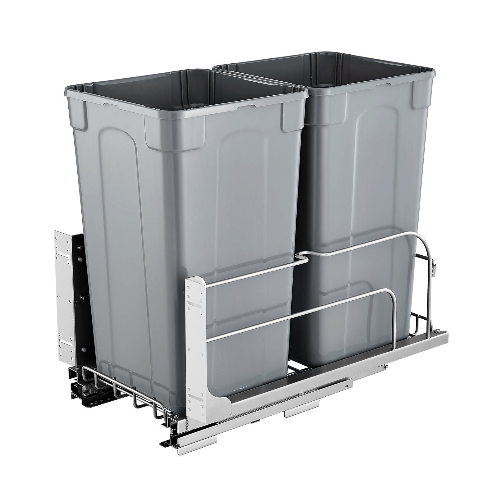 Pull-Out Trash Can, 27 QT x2 Double Under Mount Kitchen Waste Container, Heavy Duty Garbage Recycling Bin V952-CFLJTDTHSST5PSCNSV0