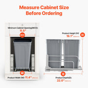 Pull-Out Trash Can, 27 QT x2 Double Under Mount Kitchen Waste Container, Heavy Duty Garbage Recycling Bin V952-CFLJTDTHSST5PSCNSV0