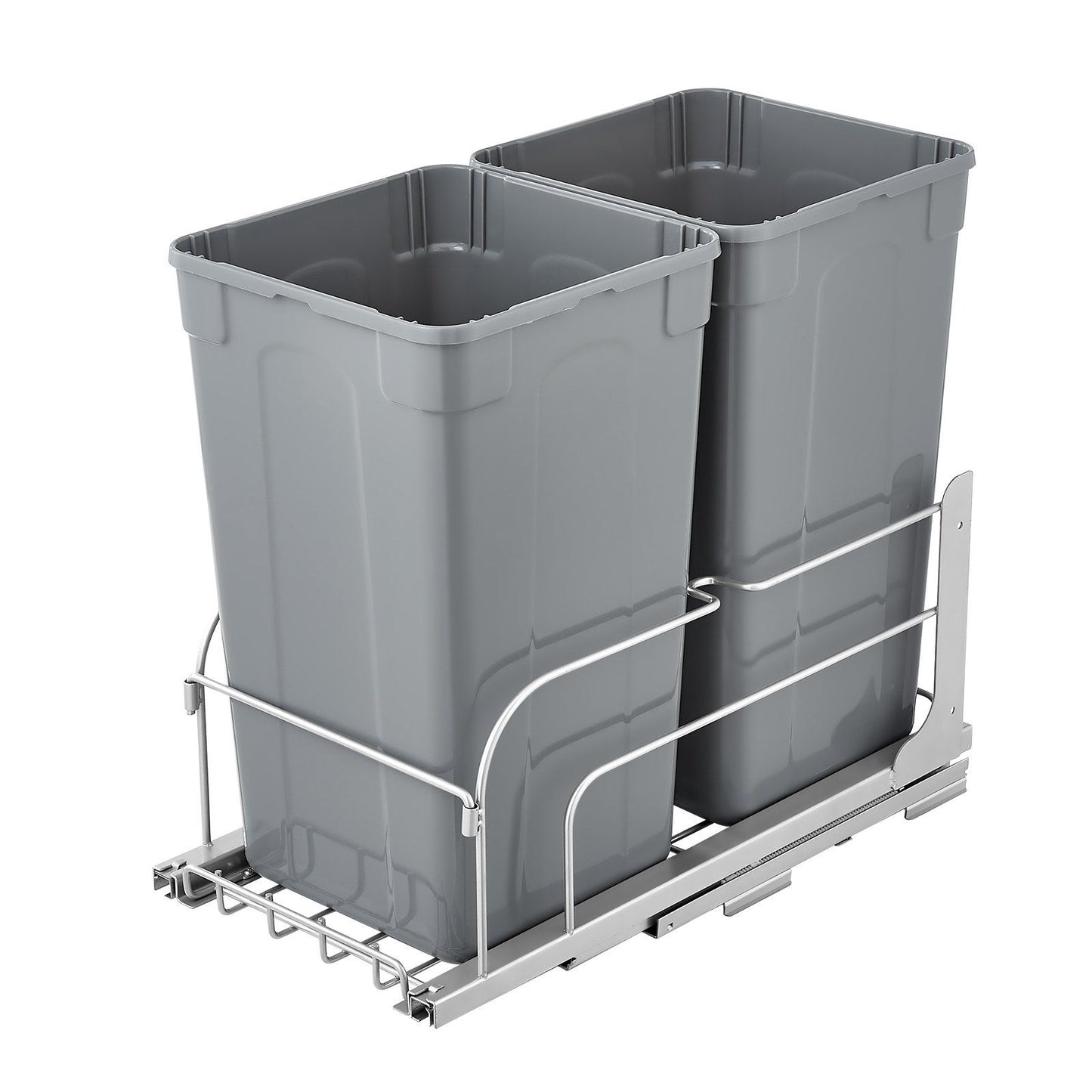 Pull-Out Trash Can, 27 QT x2 Double Under Mount Kitchen Waste Container, Heavy Duty Garbage Recycling Bin V952-CFLJTDTHSST5PSCNSV0