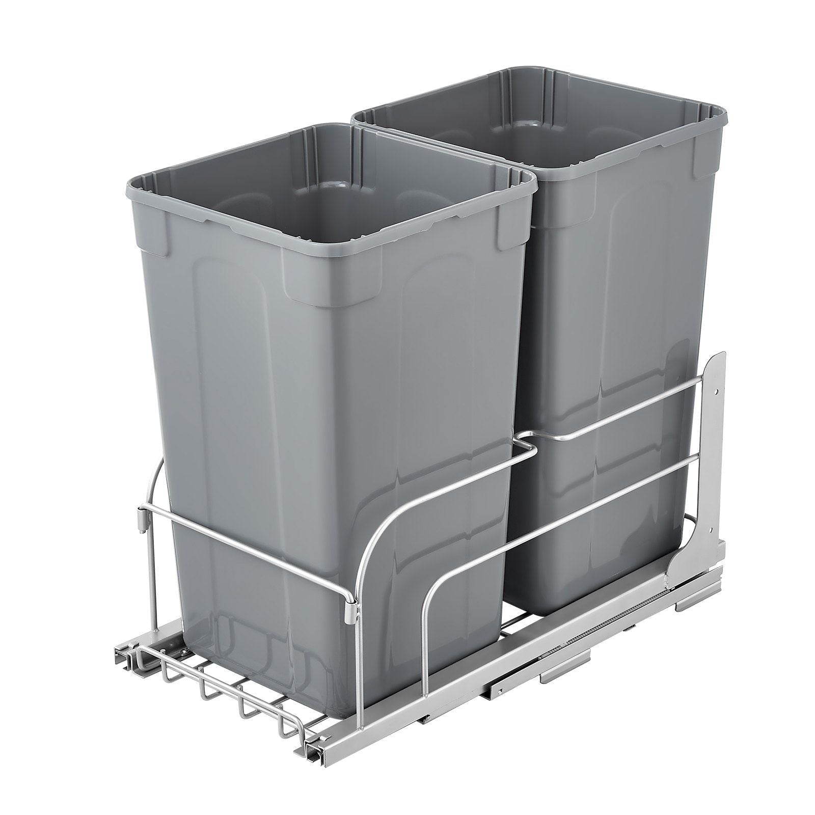 Pull-Out Trash Can, 27 QT x2 Double Under Mount Kitchen Waste Container, Heavy Duty Garbage Recycling Bin V952-CFLJTDTHSST5PSCNSV0