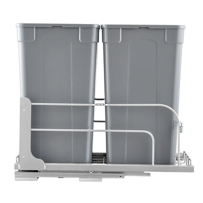 Pull-Out Trash Can, 27 QT x2 Double Under Mount Kitchen Waste Container, Heavy Duty Garbage Recycling Bin V952-CFLJTDTHSST5PSCNSV0