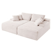 210 cm Oversized Double Chaise Lounge, Corduroy Fabric Sectional Sofa, Cozy Deep Seat Loveseat Sofa with Soft V952-CGBYSRSFYSS8Y3HFQ001V0