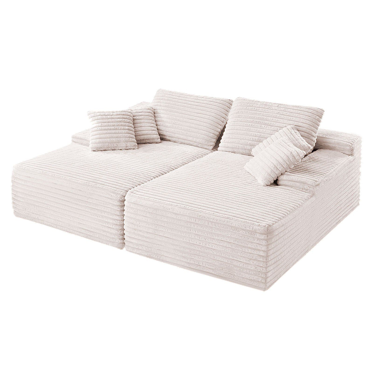 210 cm Oversized Double Chaise Lounge, Corduroy Fabric Sectional Sofa, Cozy Deep Seat Loveseat Sofa with Soft V952-CGBYSRSFYSS8Y3HFQ001V0