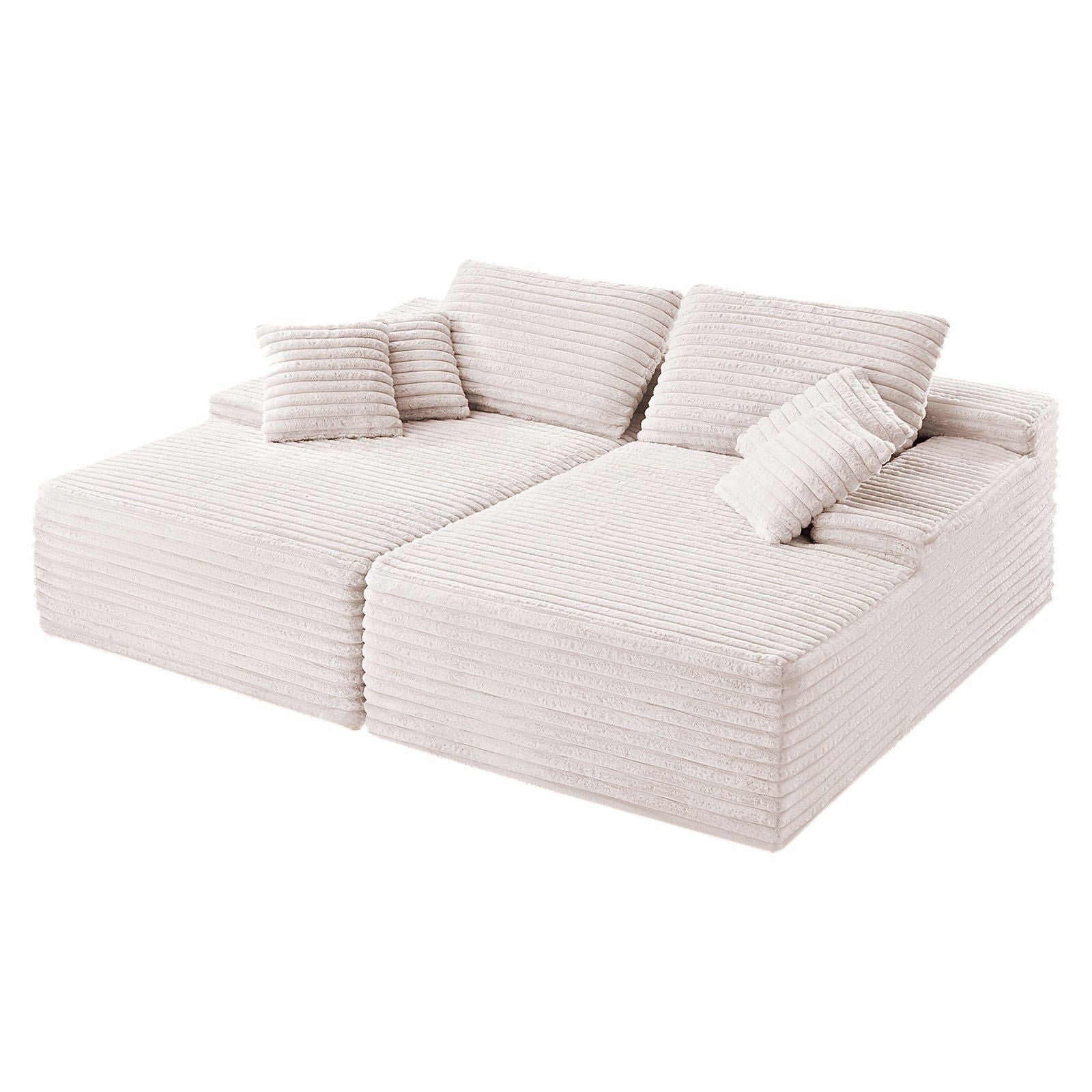 210 cm Oversized Double Chaise Lounge, Corduroy Fabric Sectional Sofa, Cozy Deep Seat Loveseat Sofa with Soft V952-CGBYSRSFYSS8Y3HFQ001V0
