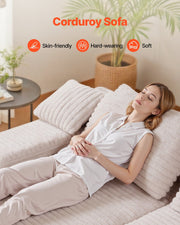 210 cm Oversized Double Chaise Lounge, Corduroy Fabric Sectional Sofa, Cozy Deep Seat Loveseat Sofa with Soft V952-CGBYSRSFYSS8Y3HFQ001V0