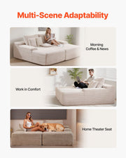 210 cm Oversized Double Chaise Lounge, Corduroy Fabric Sectional Sofa, Cozy Deep Seat Loveseat Sofa with Soft V952-CGBYSRSFYSS8Y3HFQ001V0