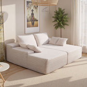 210 cm Oversized Double Chaise Lounge, Corduroy Fabric Sectional Sofa, Cozy Deep Seat Loveseat Sofa with Soft V952-CGBYSRSFYSS8Y3HFQ001V0