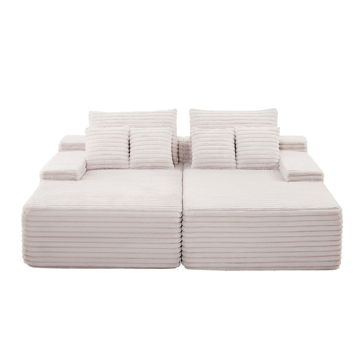 210 cm Oversized Double Chaise Lounge, Corduroy Fabric Sectional Sofa, Cozy Deep Seat Loveseat Sofa with Soft V952-CGBYSRSFYSS8Y3HFQ001V0