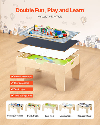 Multi-Purpose Activity Play Table 290 Building Bricks & 30 PCS Accessories V952-CGKHCZ305216IRWXQ001V0