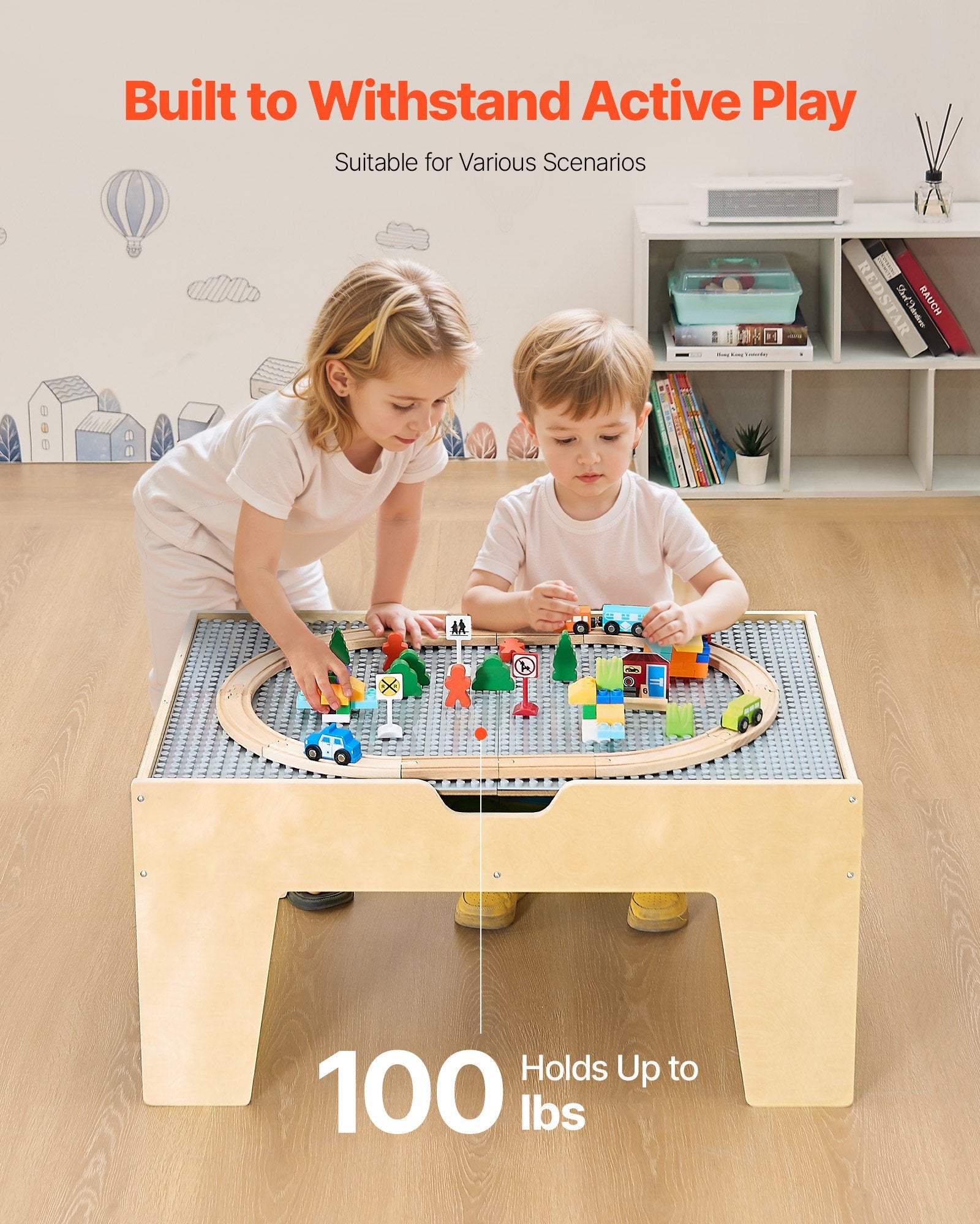 Multi-Purpose Activity Play Table 290 Building Bricks & 30 PCS Accessories V952-CGKHCZ305216IRWXQ001V0