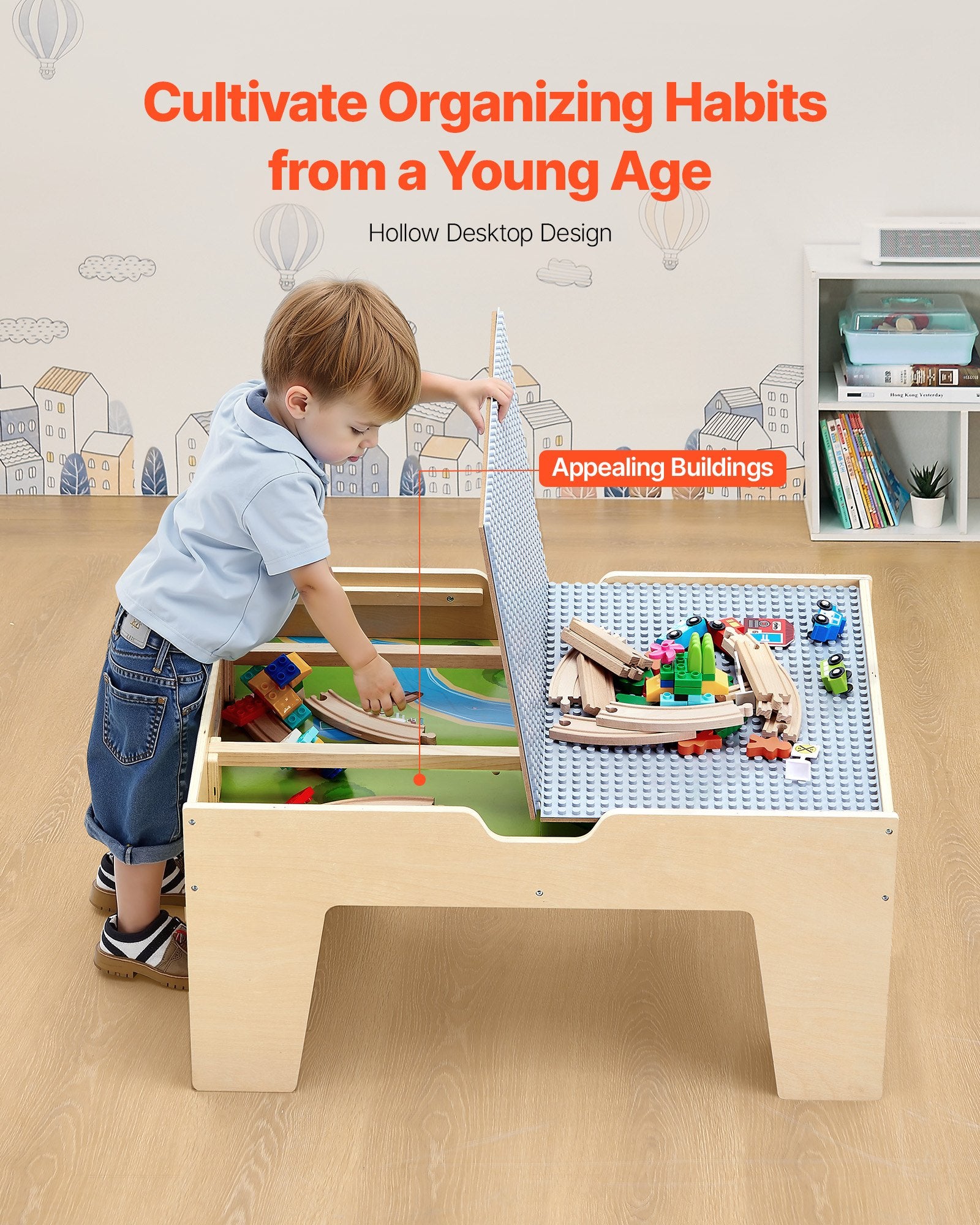 Multi-Purpose Activity Play Table 290 Building Bricks & 30 PCS Accessories V952-CGKHCZ305216IRWXQ001V0