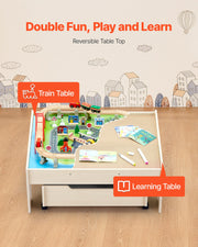 Train Table 100 PCS Wooden Kids Activity Table with Rolling Storage Drawer V952-CGKHCZ312513ALK2I001V0