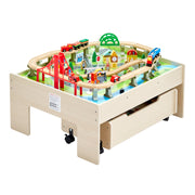 Train Table 100 PCS Wooden Kids Activity Table with Rolling Storage Drawer V952-CGKHCZ312513ALK2I001V0