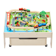 Train Table 100 PCS Wooden Kids Activity Table with Rolling Storage Drawer V952-CGKHCZ312513ALK2I001V0