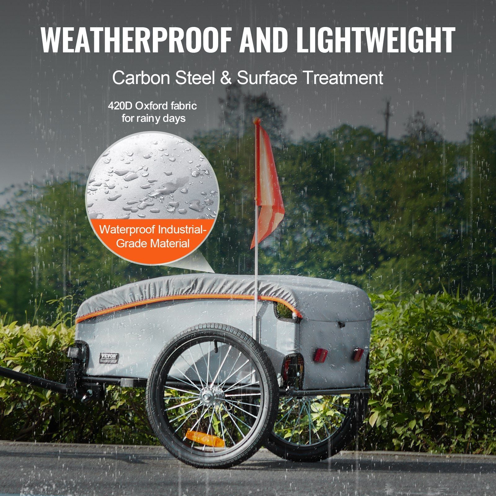 Bike Cargo Trailer, 88/100/160 lbs Load Capacity, Heavy-Duty Bicycle Wagon Cart, Foldable Compact Storage V952-CGKHZHJG100BMFBKOV0