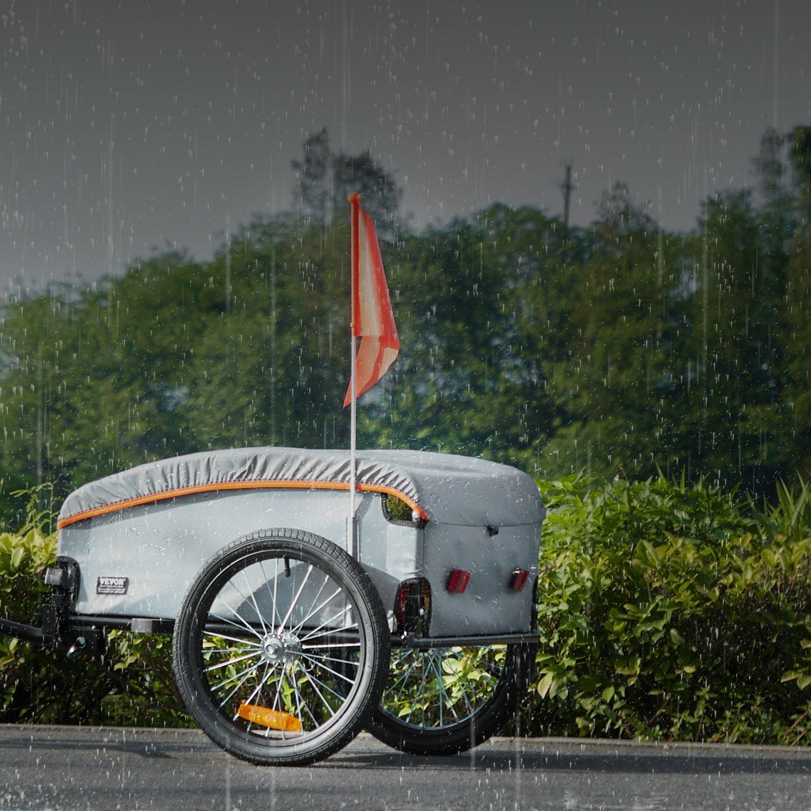 Bike Cargo Trailer, 88/100/160 lbs Load Capacity, Heavy-Duty Bicycle Wagon Cart, Foldable Compact Storage V952-CGKHZHJG100BMFBKOV0