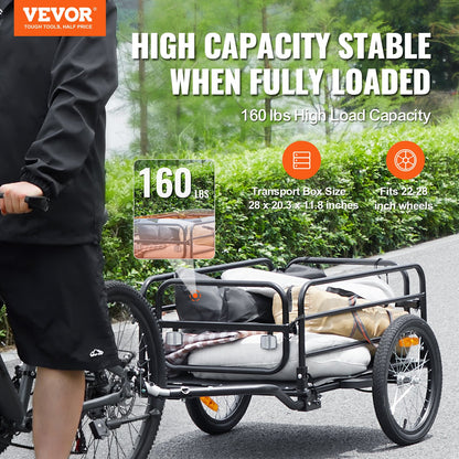 Bike Cargo Trailer, 72.5 kg Load, Heavy-Duty Bicycle Wagon Cart, Foldable Compact Storage & Quick Release V952-CGKHZHJG200B5HWMPV0