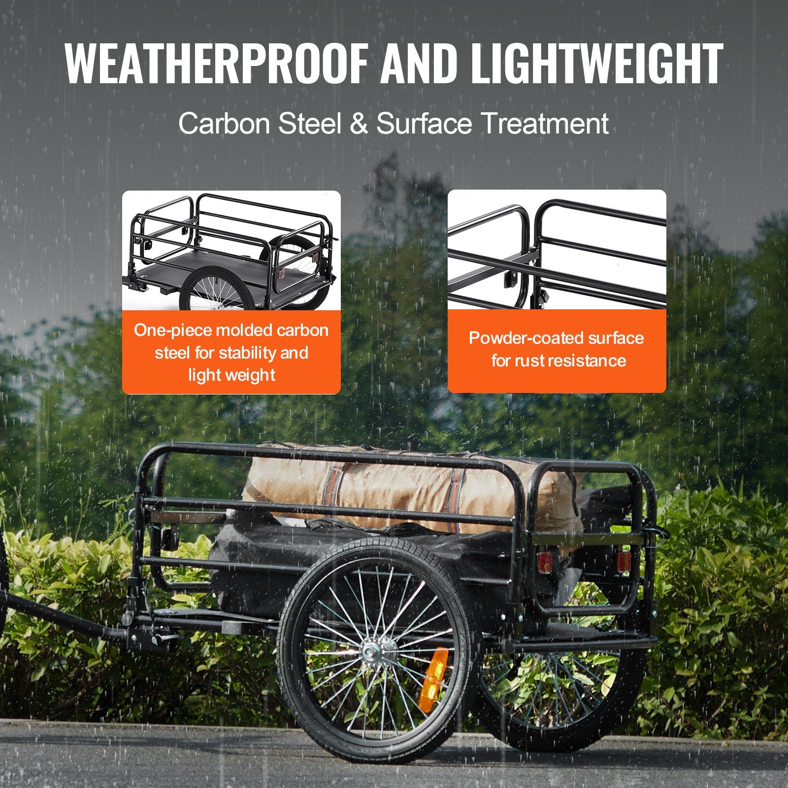 Bike Cargo Trailer, 72.5 kg Load, Heavy-Duty Bicycle Wagon Cart, Foldable Compact Storage & Quick Release V952-CGKHZHJG200B5HWMPV0