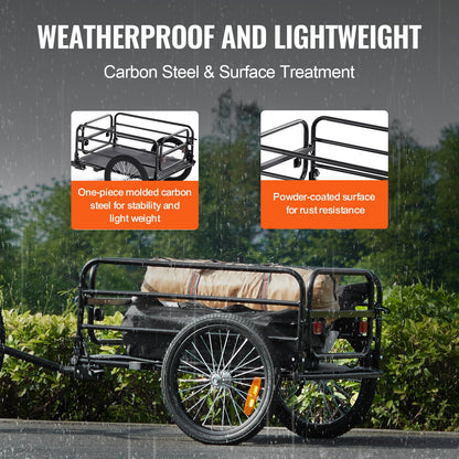 Bike Cargo Trailer, 72.5 kg Load, Heavy-Duty Bicycle Wagon Cart, Foldable Compact Storage & Quick Release V952-CGKHZHJG200B5HWMPV0