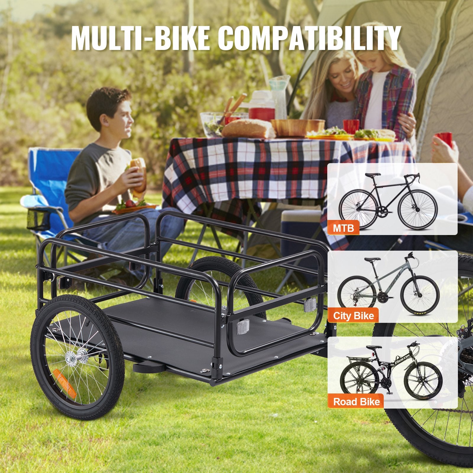 Bike Cargo Trailer, 72.5 kg Load, Heavy-Duty Bicycle Wagon Cart, Foldable Compact Storage & Quick Release V952-CGKHZHJG200B5HWMPV0