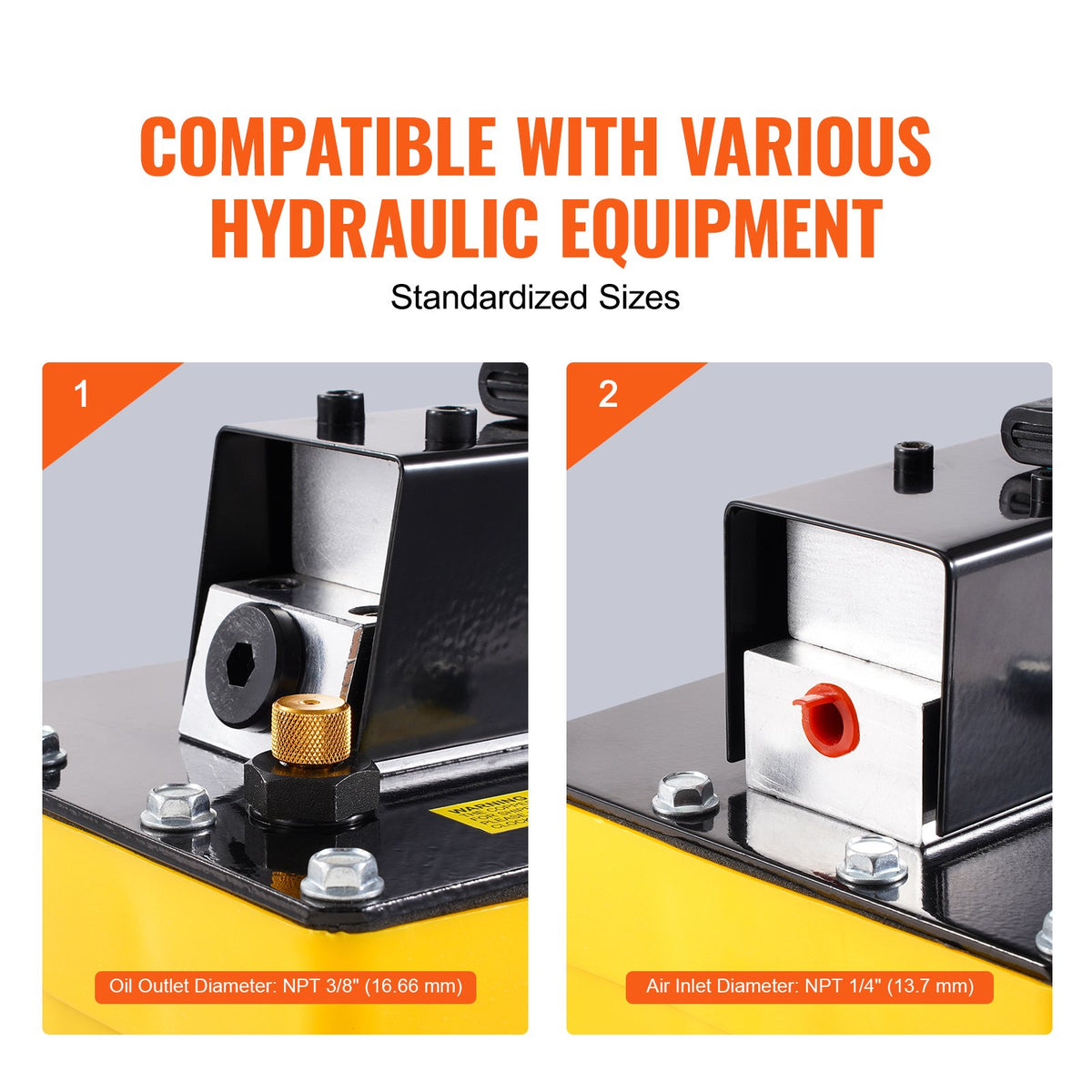 10,000PSI Air Hydraulic Pump, 2.3 L Reservoir, NPT 3/8 In Oil Outlet, NPT 1/4 In Inlet, Air Actuated Foot V952-CGKQBWDZYHS14O5B3V0